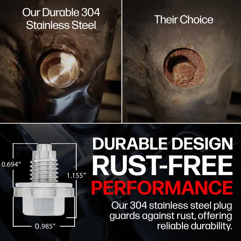 Votex - Made in USA - M12 X 1.75 Magnetic Engine Oil Drain Plug fits Buick, Chevrolet, Cadillac, Ford, GMC, and More - Stainless Steel - Part Number DP002 - Image 5